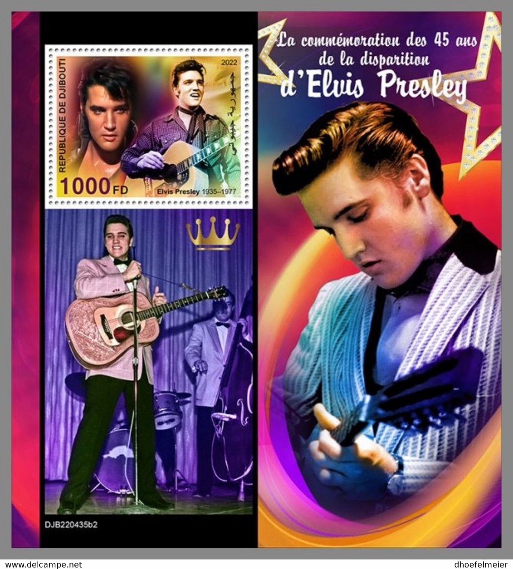 DJIBOUTI 2022 MNH Elvis Presley S/S 2 - OFFICIAL ISSUE - DHQ2245 - Elvis Presley
