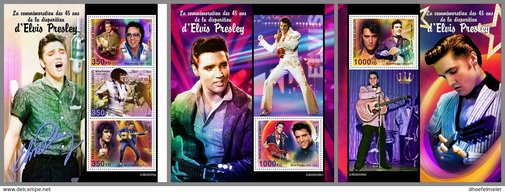 DJIBOUTI 2022 MNH Elvis Presley M/S+2S/S - OFFICIAL ISSUE - DHQ2245 - Elvis Presley
