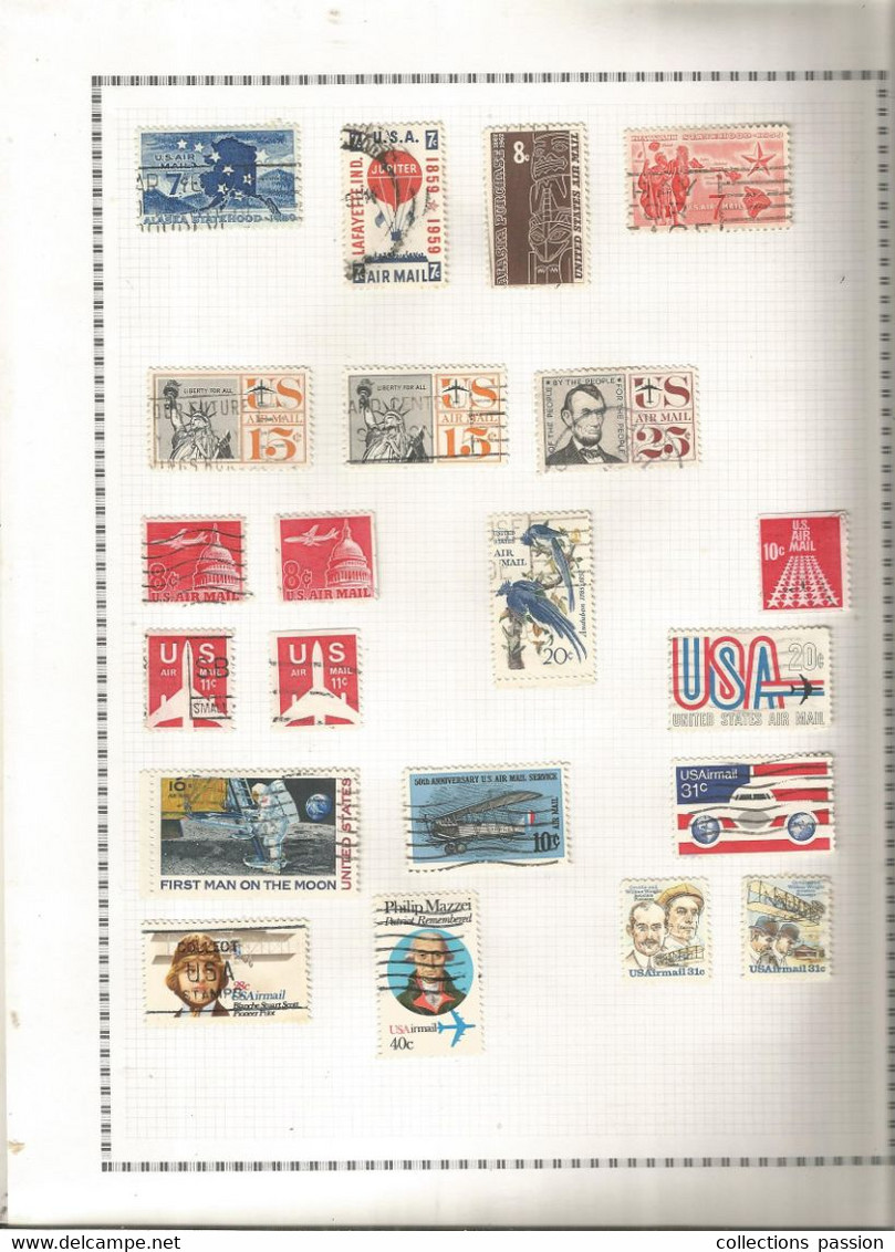 Feuille , AIR MAIL, UNITED STATES , ETATS UNIS, LOT DE 36 TIMBRES Sur Charnière, 2 Scans,  Frais Fr. 3.35 E - Hojas Completas