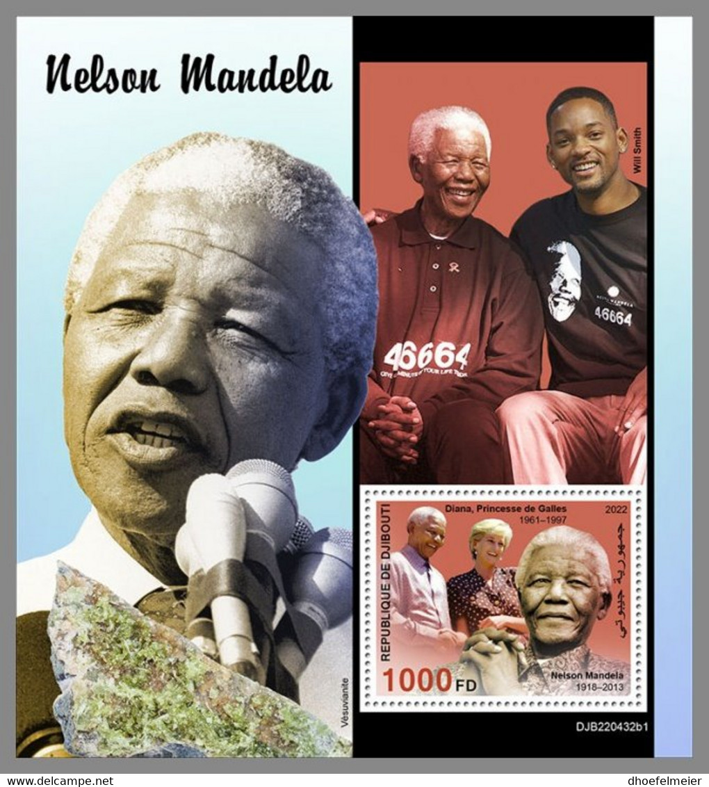 DJIBOUTI 2022 MNH Minerals Mineralien Mineraux Nelson Mandela S/S 1 - IMPERFORATED - DHQ2245 - Minéraux