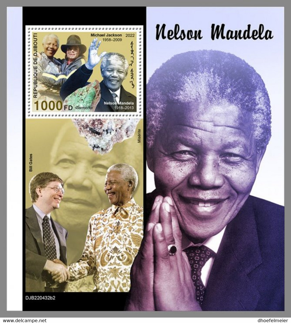 DJIBOUTI 2022 MNH Minerals Mineralien Mineraux Nelson Mandela S/S 2 - IMPERFORATED - DHQ2245 - Minéraux