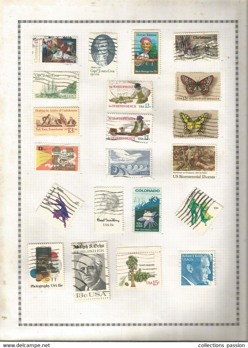 Feuille ,  UNITED STATES , ETATS UNIS, LOT DE 50 TIMBRES Sur Charnière, 2 Scans,  Frais Fr. 3.35 E - Feuilles Complètes