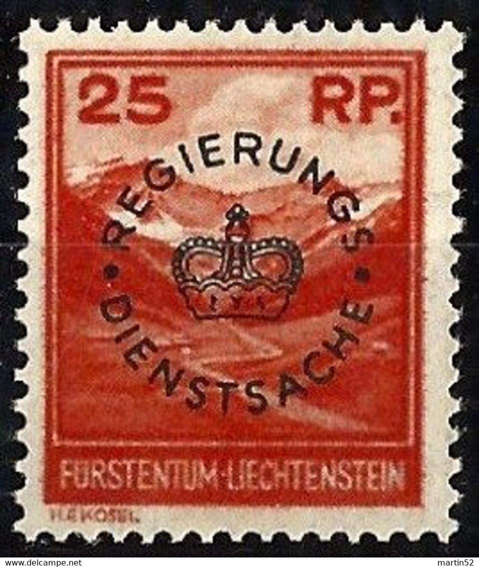 Liechtenstein 1933: REGIERUNGS-DIENSTSACHE Zu D 9 (25 Rp Orange) Mi 9 Yv TS 9 ** MNH (Zu CHF 125.00) - Service