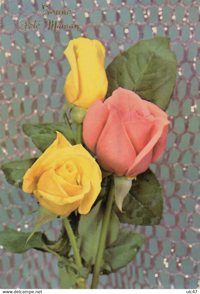 - Bonne Fête Maman - Deux Roses Jaunes Et Une Rose Rose. - - Fête Des Mères