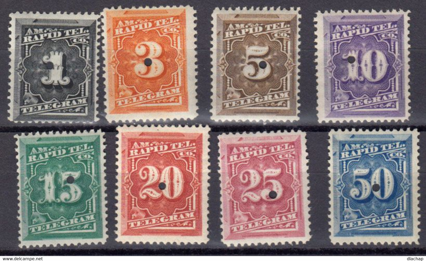 Etats Unis 1881 Timbres Telegraphe Yvert 52 / 59 * Neufs Avec Charniere - Telegraafzegels