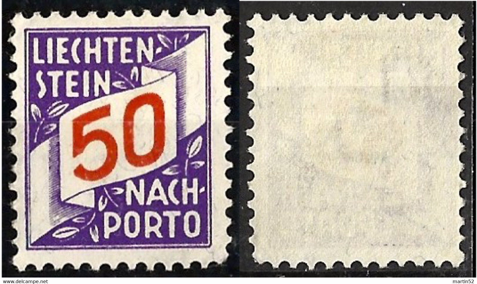 Liechtenstein 1928: ERSTE NACHPORTO-Marke N° 20 (50 Rp) In Schweizer Währung ** Postfrisch MNH (Zu CHF 45.00) - Segnatasse