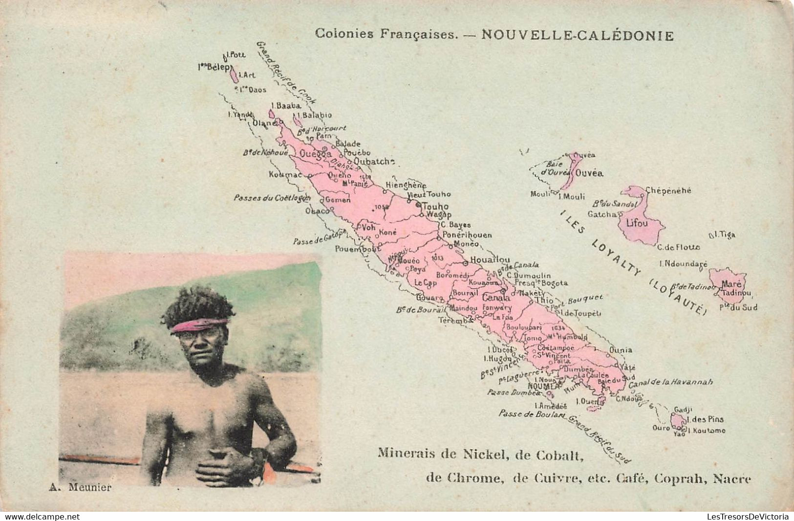 CPA NOUVELLE CALEDONIE - Minerais De Nickel - Cobalt - De Chrome De Cuivre - Café - Coprah - Nacre - Meunier - Colorisé - New Caledonia