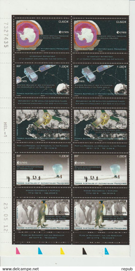 TAAF 2012 études Spatiales 2 Bandes 632-636 Avec Date ** MNH - Unused Stamps