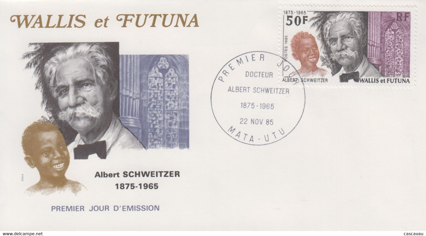 Enveloppe  FDC  1er  Jour    WALLIS  ET  FUTUNA    Docteur   Albert   SCHWEITZER    1985 - Albert Schweitzer