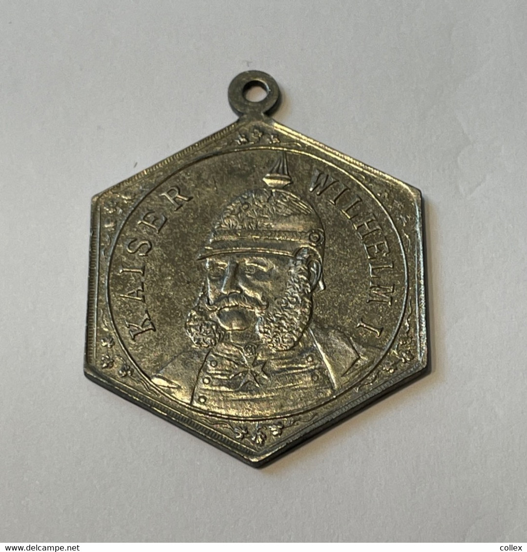 ALLEMAGNE / KRONPRINZ FRIEDRICH WILHELM & KAIZER WILHELM I / MÉDAILLE  HEXAGONALE / ~ 1870 / MÉTAL BLANC / SUPERBE - Royaux/De Noblesse