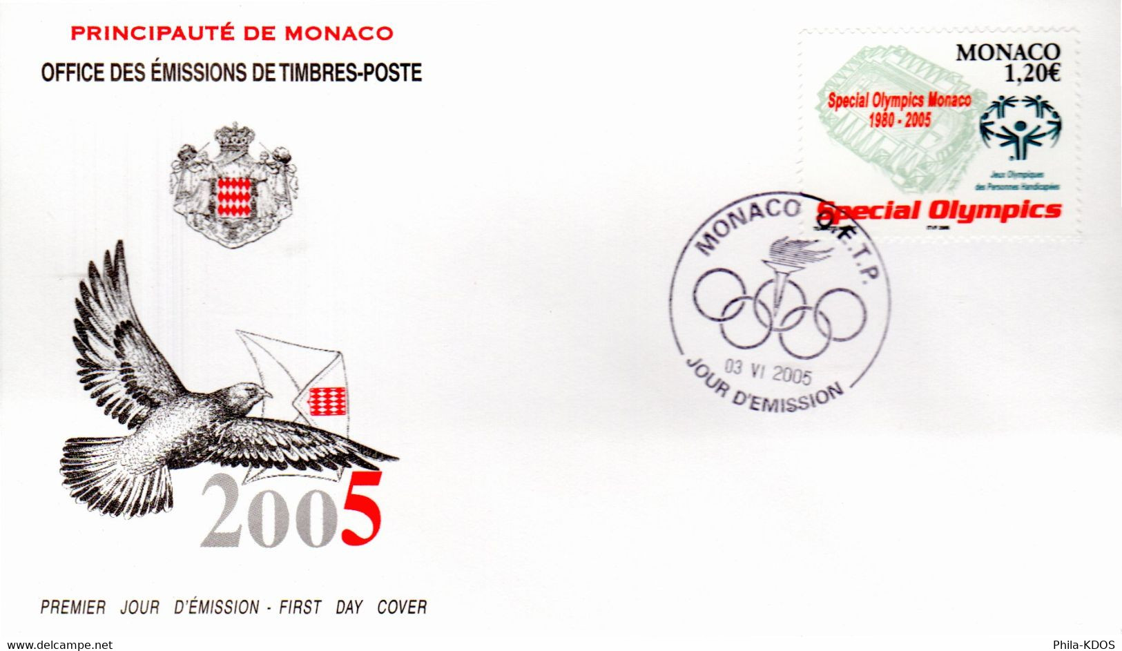 " HANDISPORT / SPECIAL OLYMPICS MONACO " Sur Enveloppe 1er Jour De MONACO De 2005  N° YT 2493. Parfait état. FDC - Sport Voor Mindervaliden