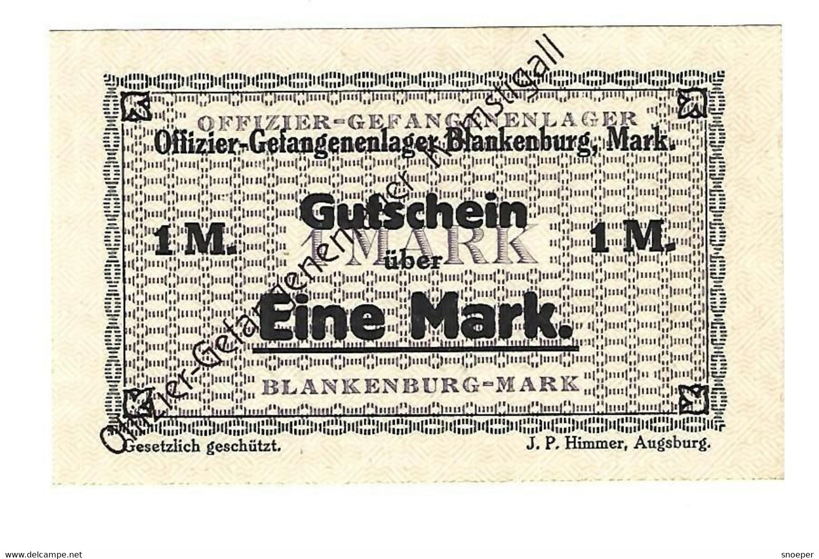 *germany Offizier Gefangenen Lager Kamstigall 1 Mark  05.40.1 - Altri & Non Classificati