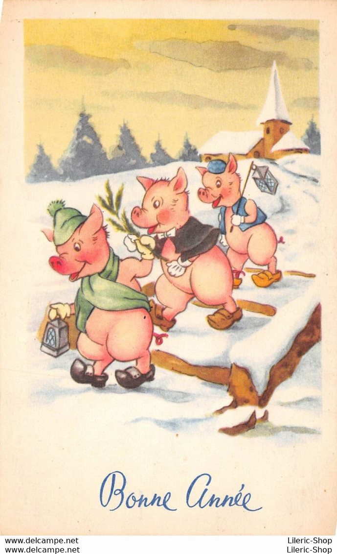 Nouvel An Bonne Année - D'après Les Personnages Walt Disney - Les 3 Petits Cochons Dans La Neige - Ed. FOX CPSM PF ± ♥♥♥ - Nouvel An