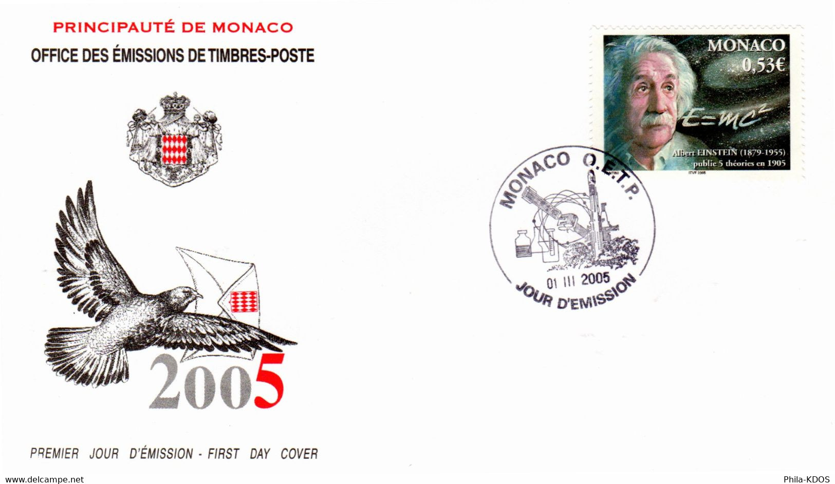 " ALBERT EINSTEIN " Sur Enveloppe 1er Jour De MONACO De 2005  N° YT 2484. Parf état. FDC - Albert Einstein