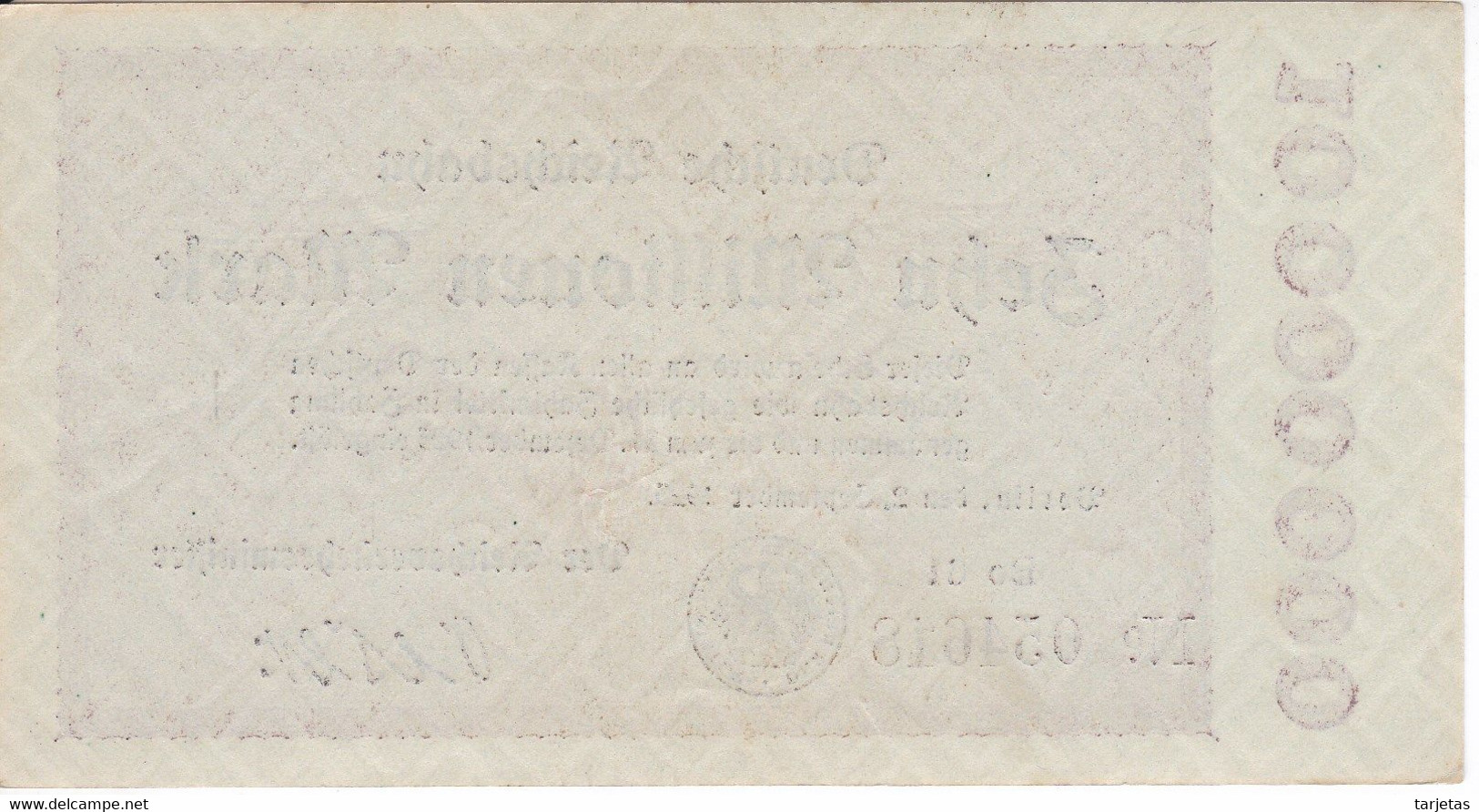 BILLETE DE ALEMANIA DE ZEHN MILLIONEN MARK DEL AÑO 1923 SIN CIRCULAR (UNC) (BANKNOTE) - 10 Miljoen Mark