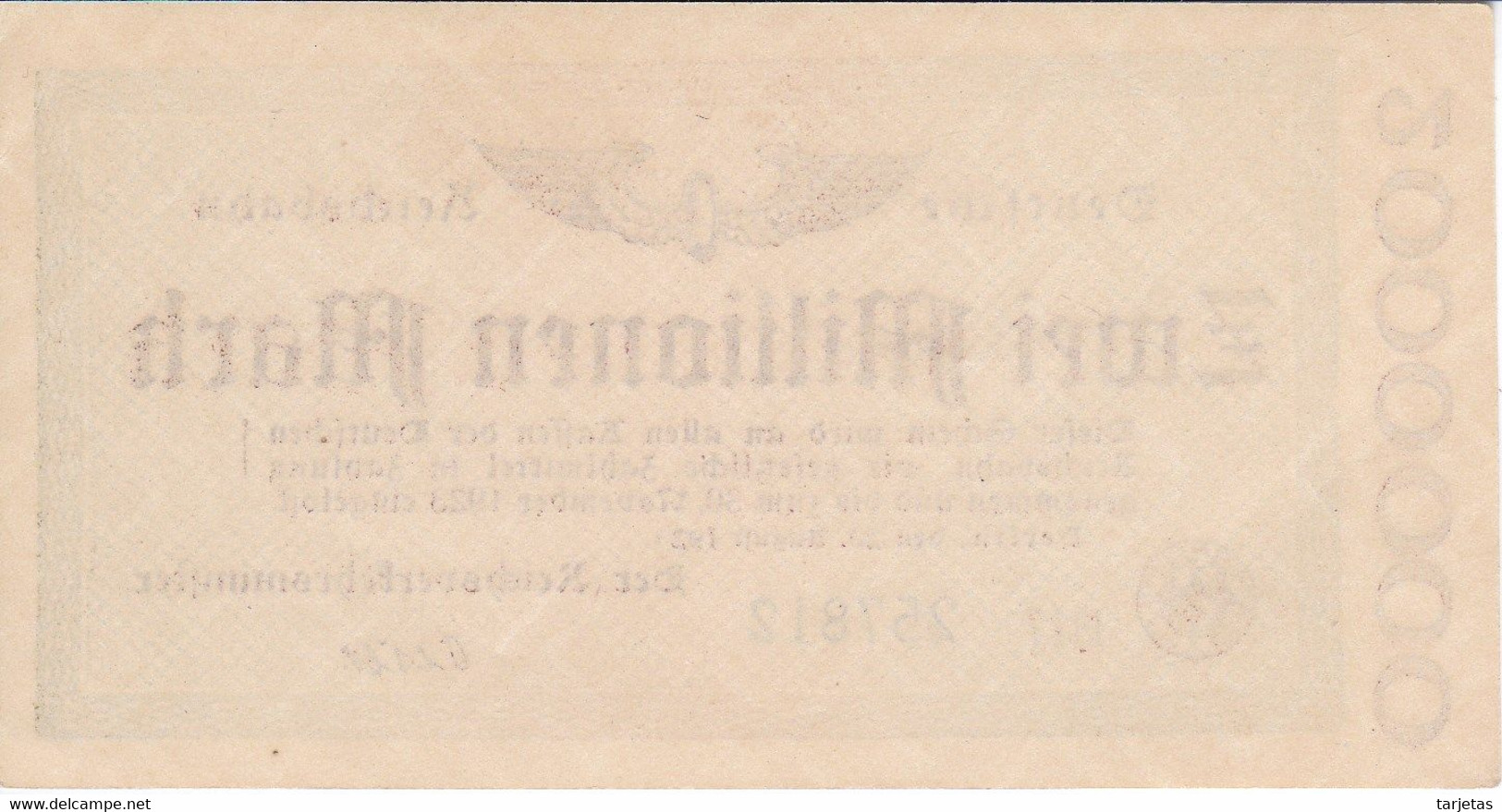 BILLETE DE ALEMANIA DE ZWEI MILLIONEN MARK DEL AÑO 1923 SIN CIRCULAR (UNC) (BANKNOTE) - 2 Miljoen Mark