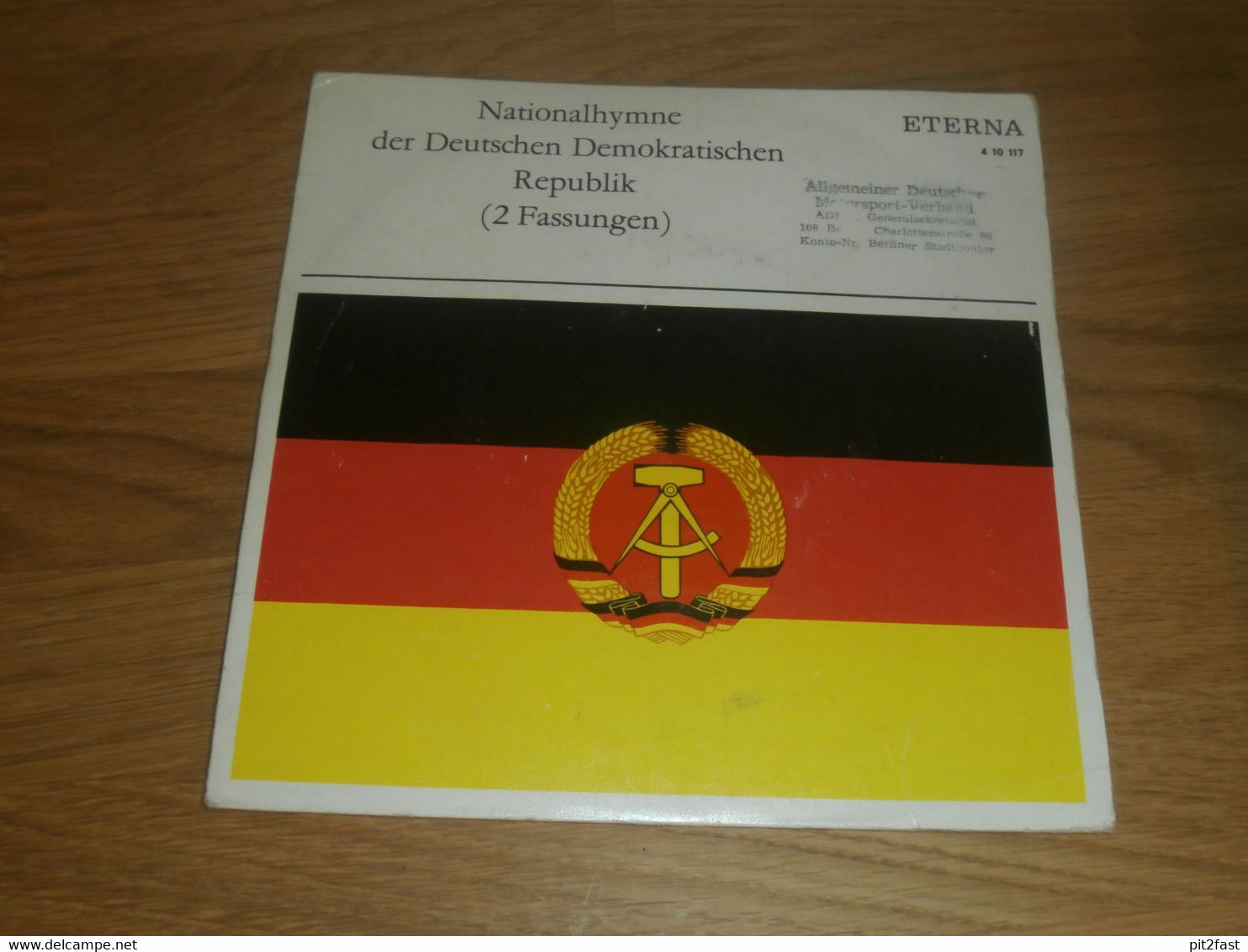 ADMV Generalsekretariat Berlin - Nationalhymne Der DDR In 2 Fassungen 1967  , Vinyl , Eterna - Collections Complètes