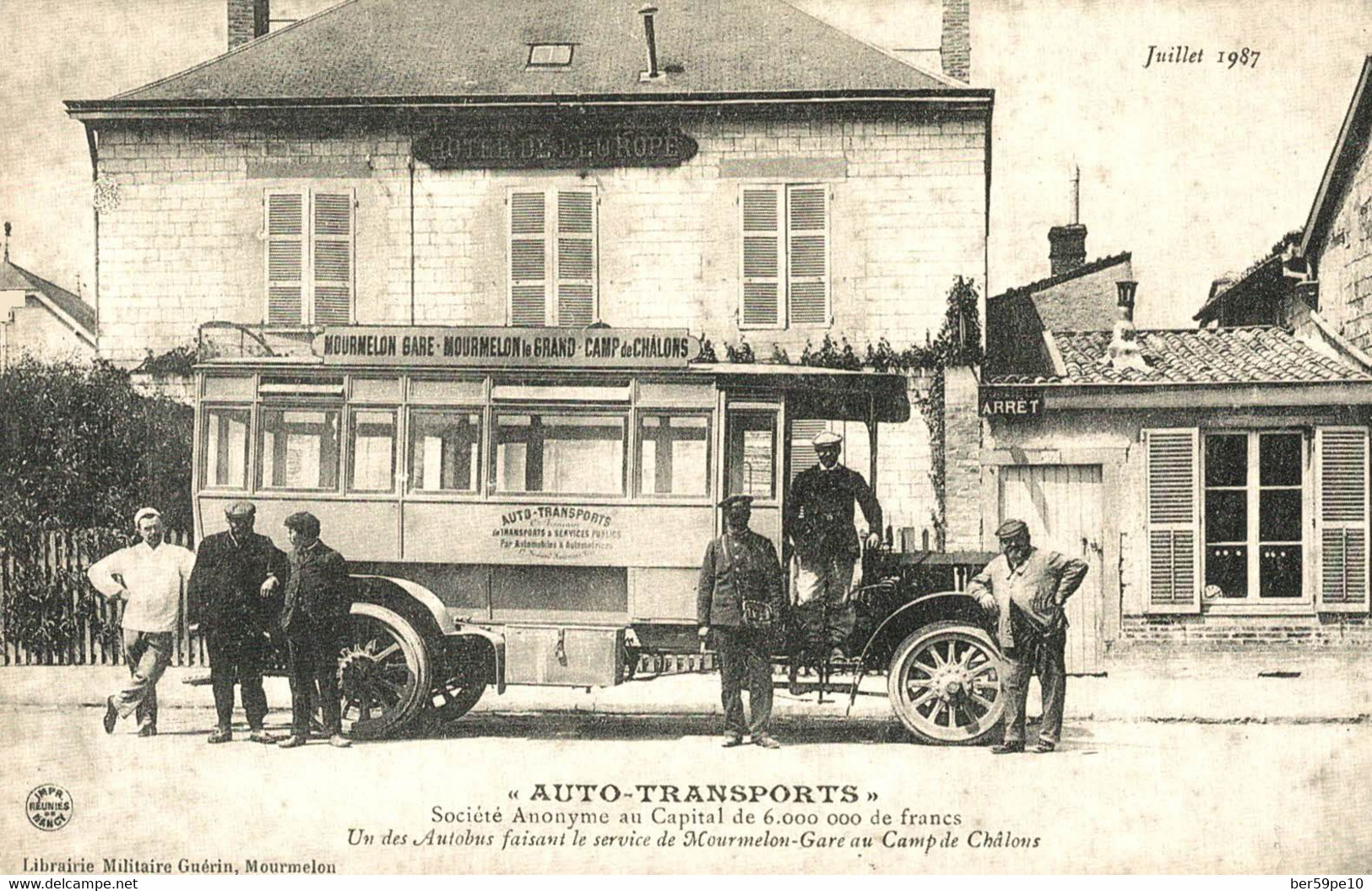 CARTE D'AUTREFOIS TRANSPORTS ET COMMUNICATIONS CHAMPAGNE MOURMELON-GARE AUTO-TRANSPORTS - Champagne - Ardenne