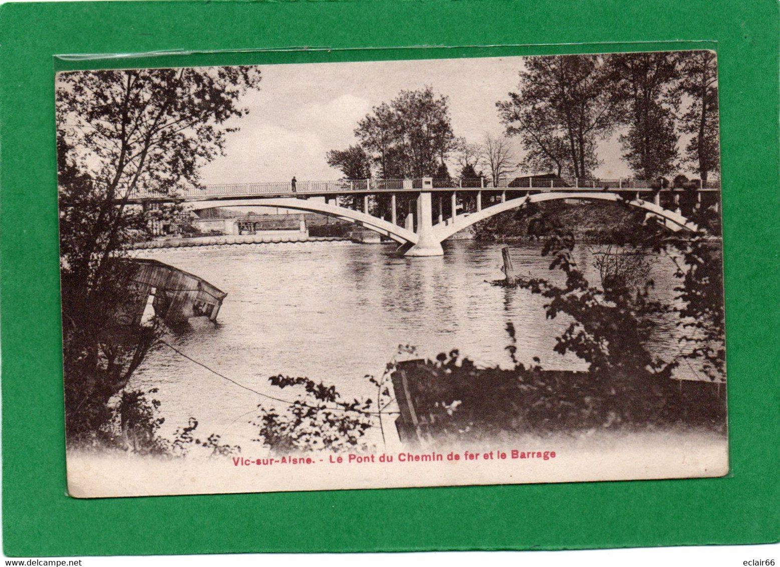 02- Vic Sur Aisne Le Barrage Et Le Pont De Chemin Fer CPA Année 1933  EDIT A BREGER - Vic Sur Aisne