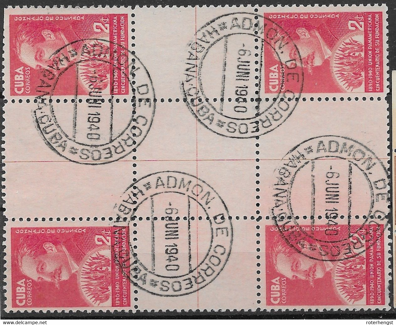 Cuba 1940 Rare In Used Gutter (one With Corner Perfs Cut) - Used Stamps