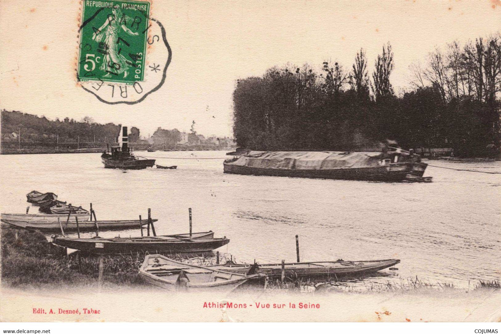 91  - ATHIS MONS - S01262 - Vue Sur La Seine - Péniches Bateaux - Barques - En L'état - Déchirée - L1 - Athis Mons
