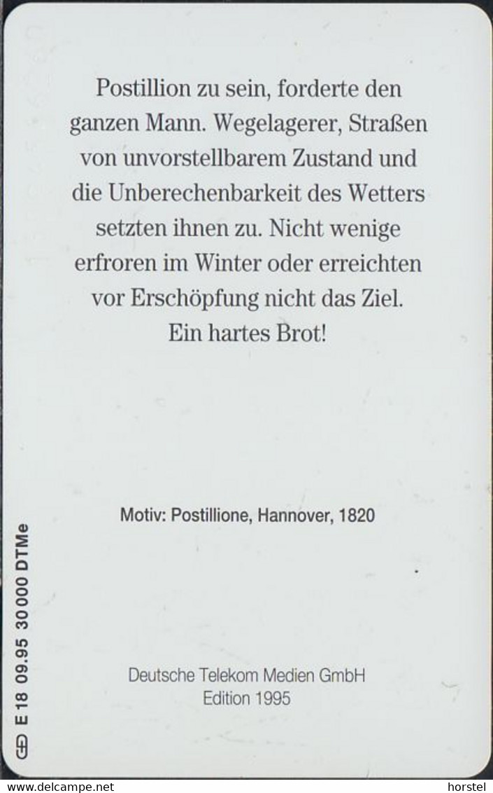 GERMANY E18/95 - 1820 Postillione - Hannover - E-Series : Edición Del Correo Alemán