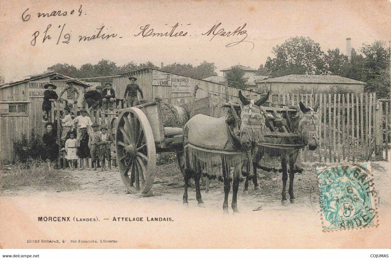 40 - MORCENX - S02968 - Attelage Landais - Charette à Anes - Agriculture - L1 - Morcenx