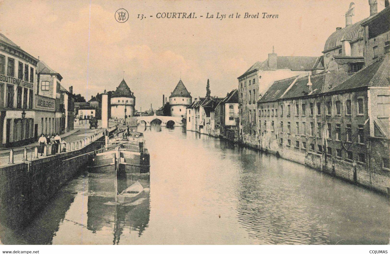 BELGIQUE - S01450 - Courtrai - La Lys Et Le Broel Toren - Péniche - Bateau - Tours - L1 - Koksijde