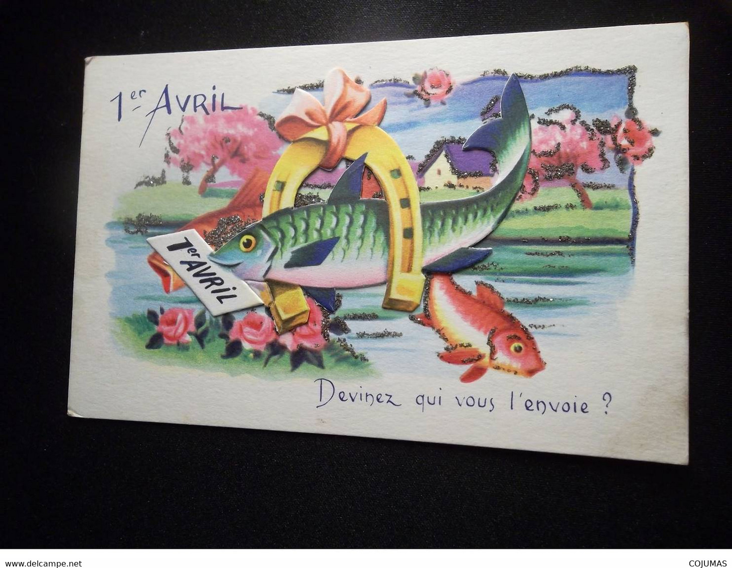 1ER AVRIL - S00063 - Paillettes - Fleurs - Poissons - Fer à Cheval - Nœud - Pensées - Roses - Arbres - A Système - L1 - 1er Avril - Poisson D'avril