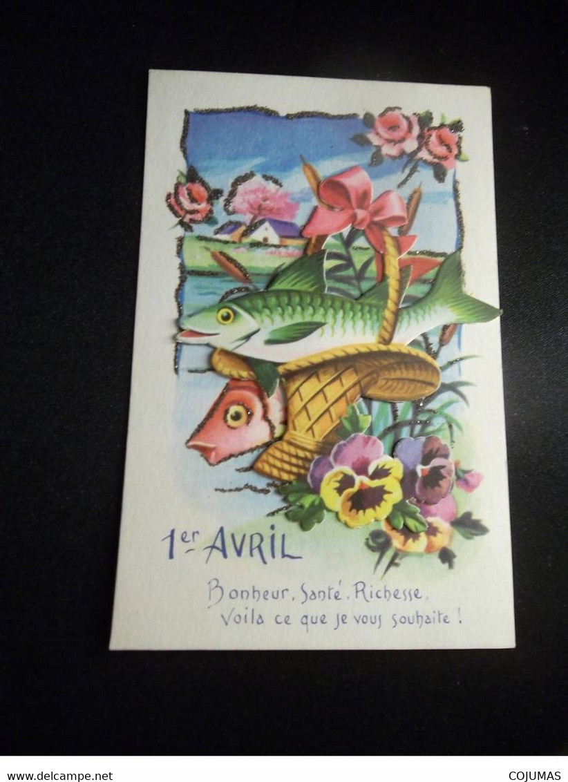 1ER AVRIL - S00062 - Paillettes - Fleurs - Poissons - Panier - Nœud - Pensées - Roses - Bonheur - Santé - Richesse  - L1 - 1er Avril - Poisson D'avril