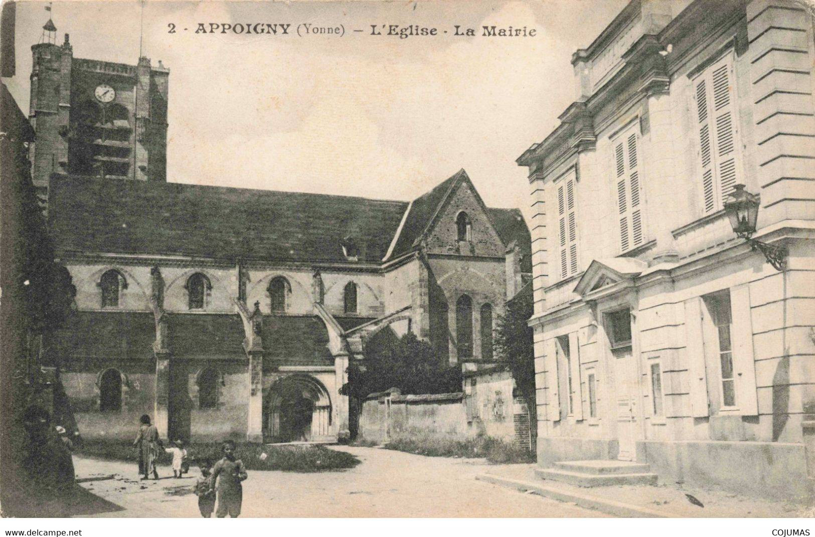 89 - APPOIGNY - S00447 - L'Eglise - La Mairie - Pli - L1 - Appoigny