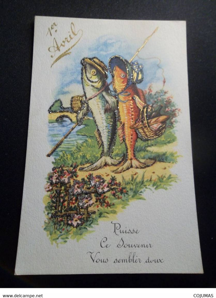 1ER AVRIL - S00037 - Paillettes - Poissons - Canne à Pêche - Panier - Baguette - Bouteille - Souvenir Doux - 1er Avril - Poisson D'avril