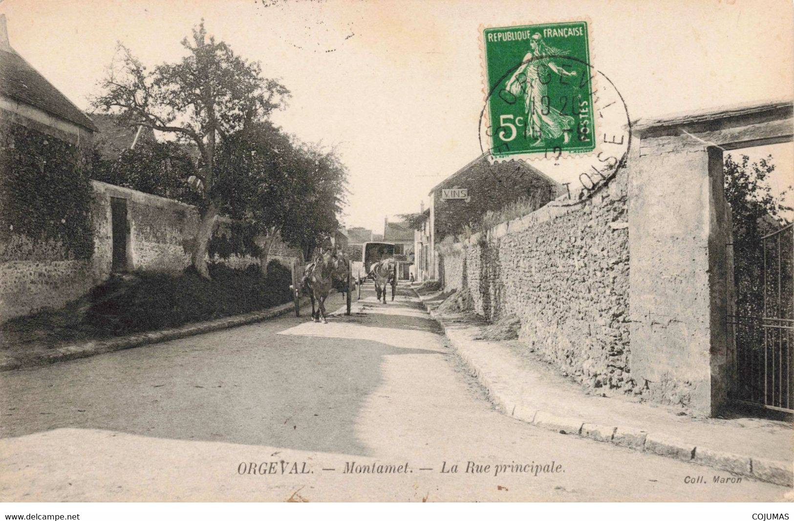 78 - ORGEVAL - S00418 - Montamet - La Rue Principale - Attelage - Calèche - L1 - Orgeval