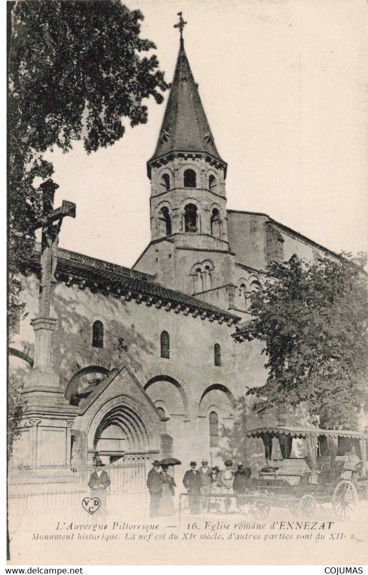 63 - ENNEZAT - S03731 - Eglise Romane - Monument Historique - Calèche - L1 - Ennezat
