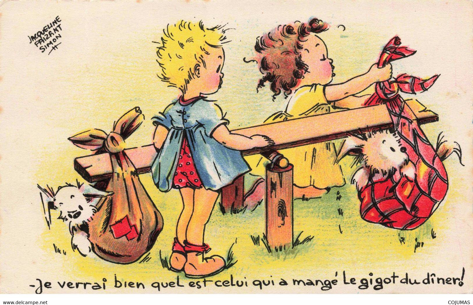 ILLUSTRATEUR - S01957 - Faizant - Enfants Ayant Mis Des Chiots Dans Un Baluchon - Chiens - Pli - L1 - Faizant