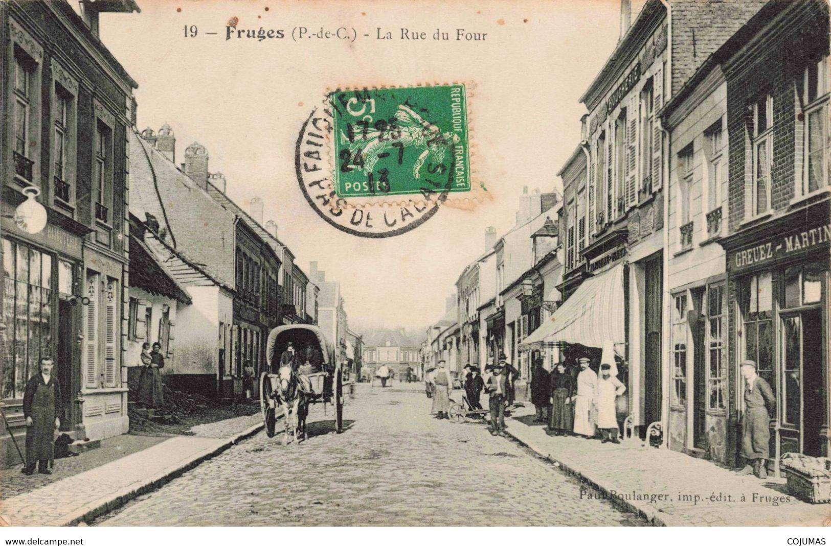 62 - FRUGES - S03727 - La Rue Du Four - Greuz Martin - Commerce - Calèche - L1 - Fruges