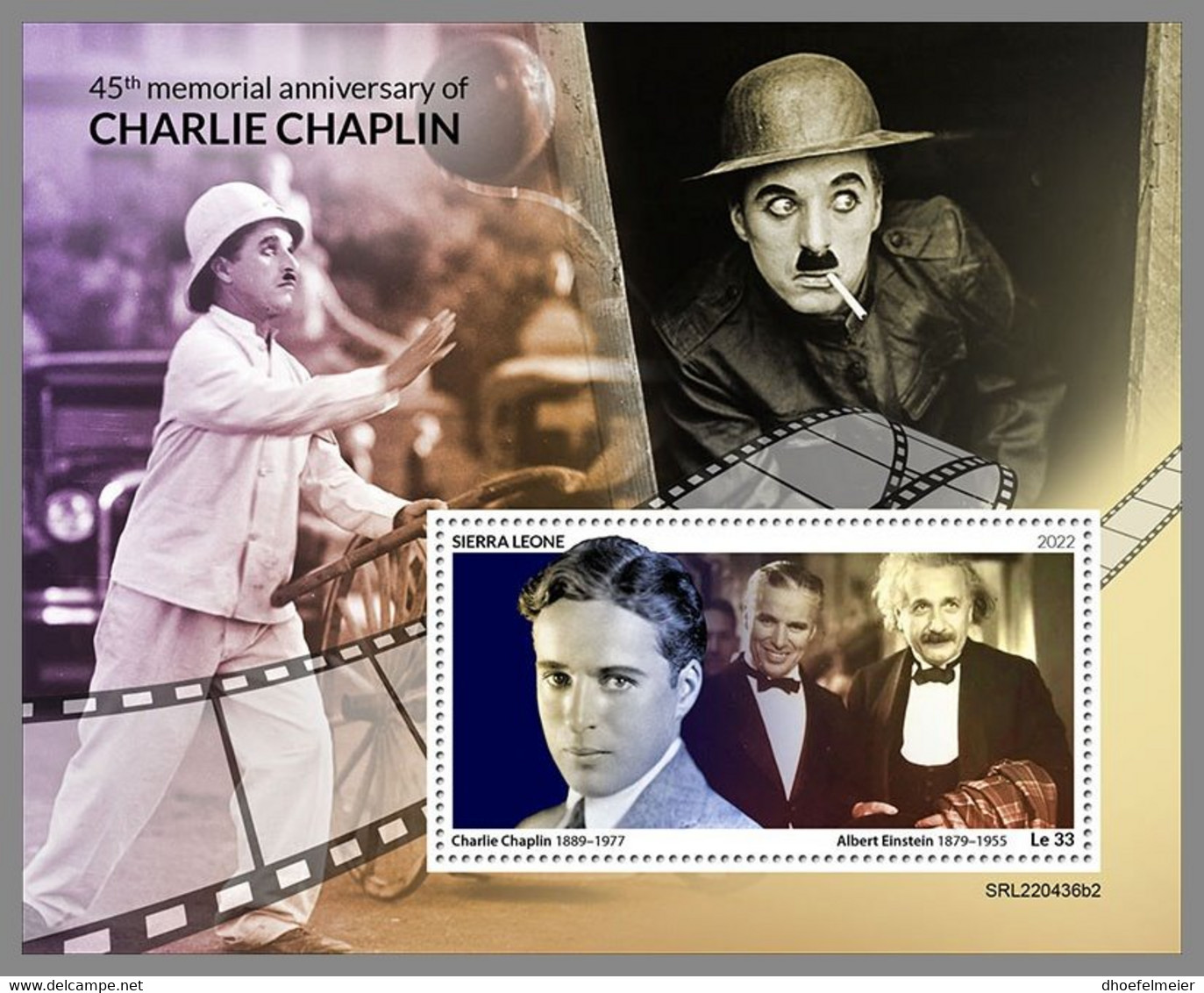 SIERRA LEONE 2022 MNH Albert Einstein Charlie Chaplin S/S 2 - IMPERFORATED - DHQ2249 - Albert Einstein