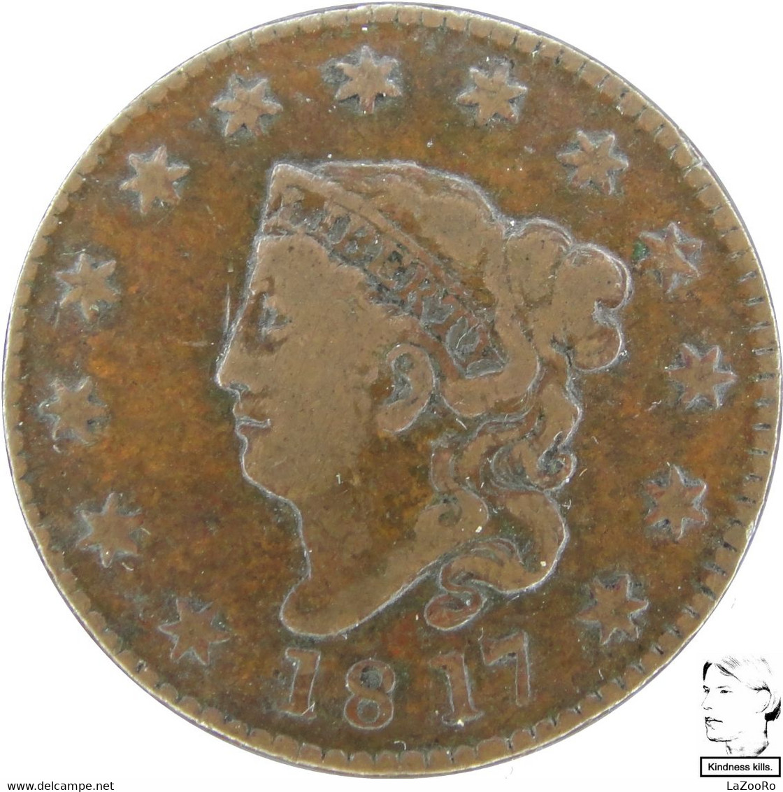 LaZooRo: United States 1 Cent 1817 XF - 1816-1839: Coronet Head