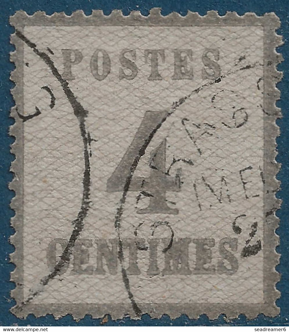 FRANCE Alsace Lorraine Occupation N°3b 4c Gris Burelage Renrversé Oblitération Allemande De Strasbourg TTB Signé Calves - Used Stamps