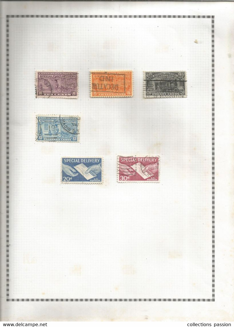 Feuille , SPECIAL DELIVERY, UNITED STATES , ETATS UNIS, LOT DE 6 TIMBRES Sur Charnière,  Frais Fr. 1.85 E - Volledige Vellen