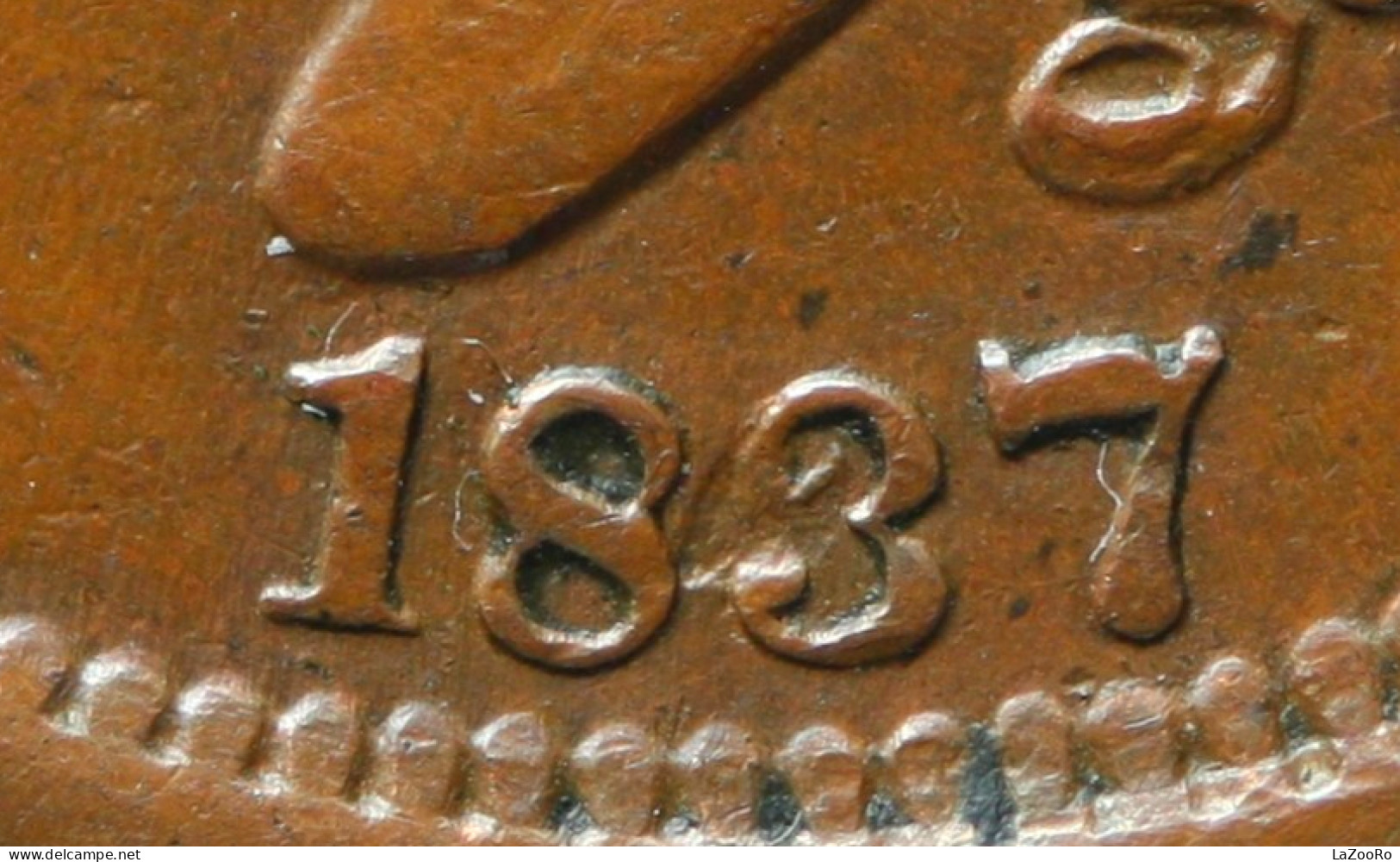 LaZooRo: United States 1 Cent 1837 UNC Date, Lips & Nose Job Errors, Rare - 1816-1839: Coronet Head (Tête Couronnée)