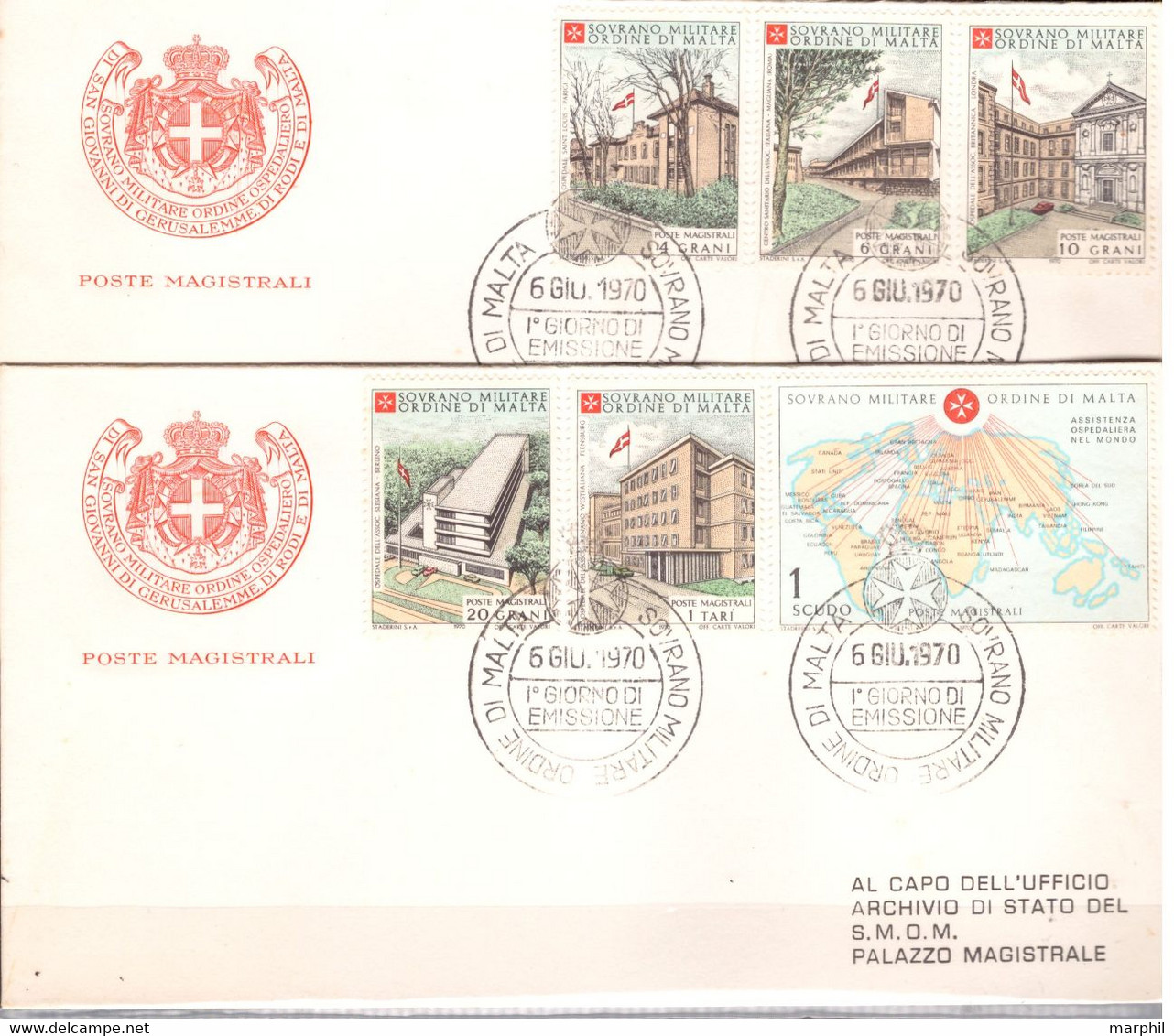 Italia S.M.O.M. 1970 Ospedali Dell'Ordine UnN°50/55 FDC (o) Vedere Scansione - Lotti E Collezioni