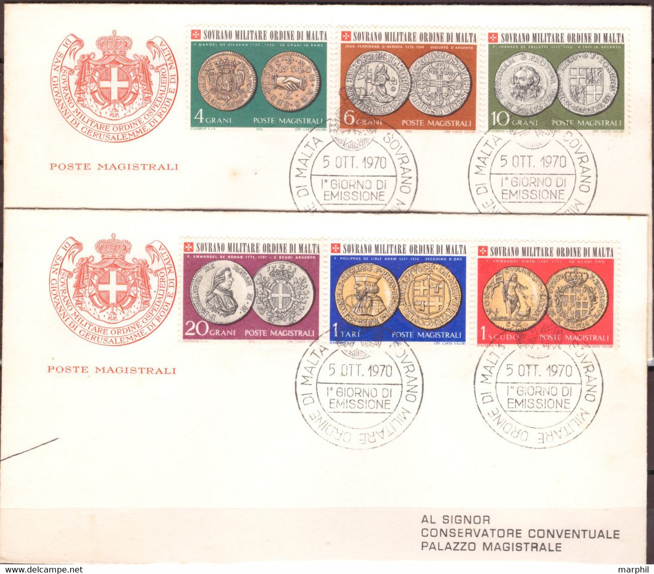 Italia S.M.O.M. 1970 Antiche Monete Dell'Ordine UnN°56/61 FDC (o) Vedere Scansione - Lotti E Collezioni