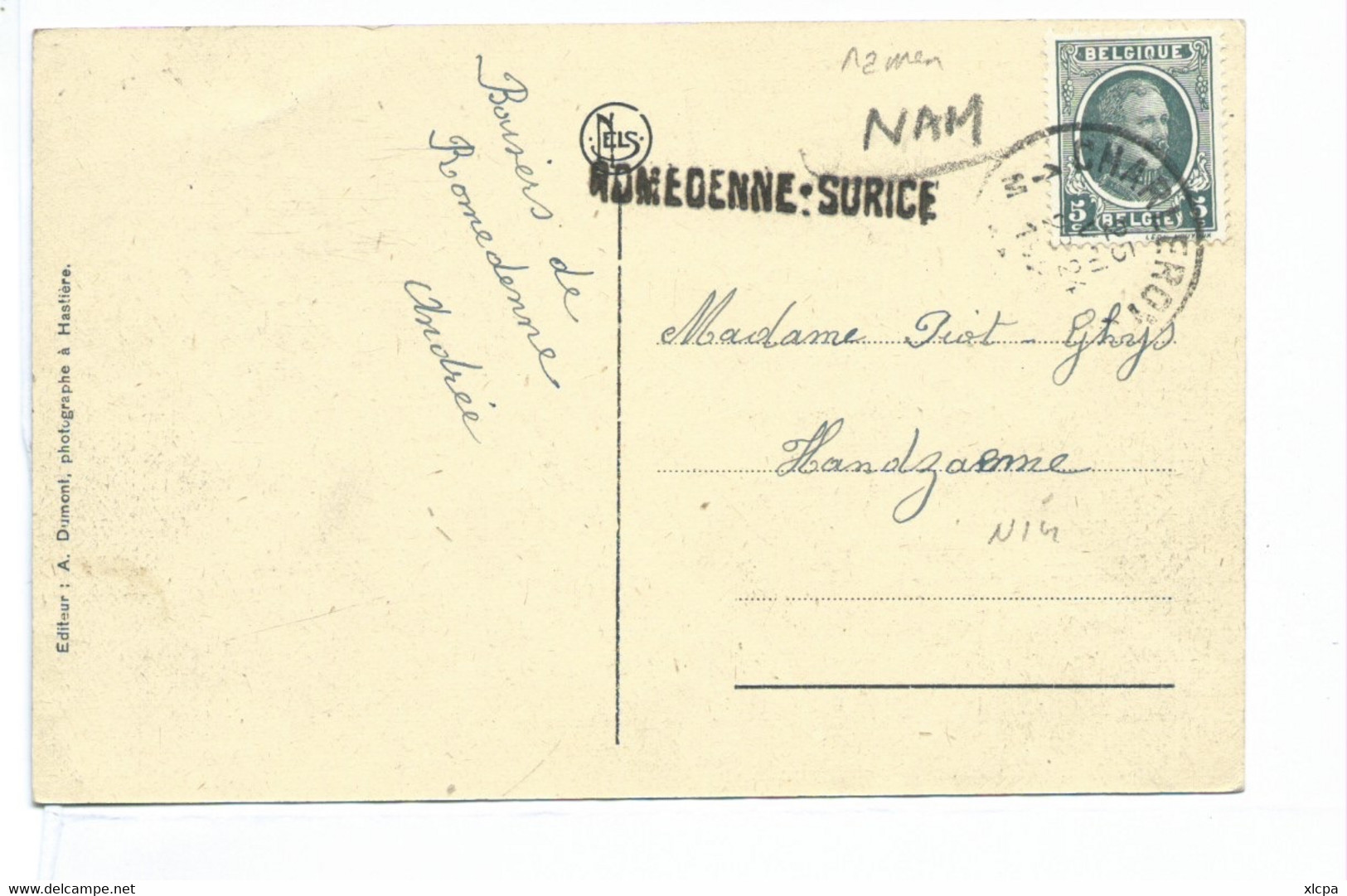 Romedenne Rue De La Station ( Griffe Postale Romdenne Surice ) Philippeville - Philippeville