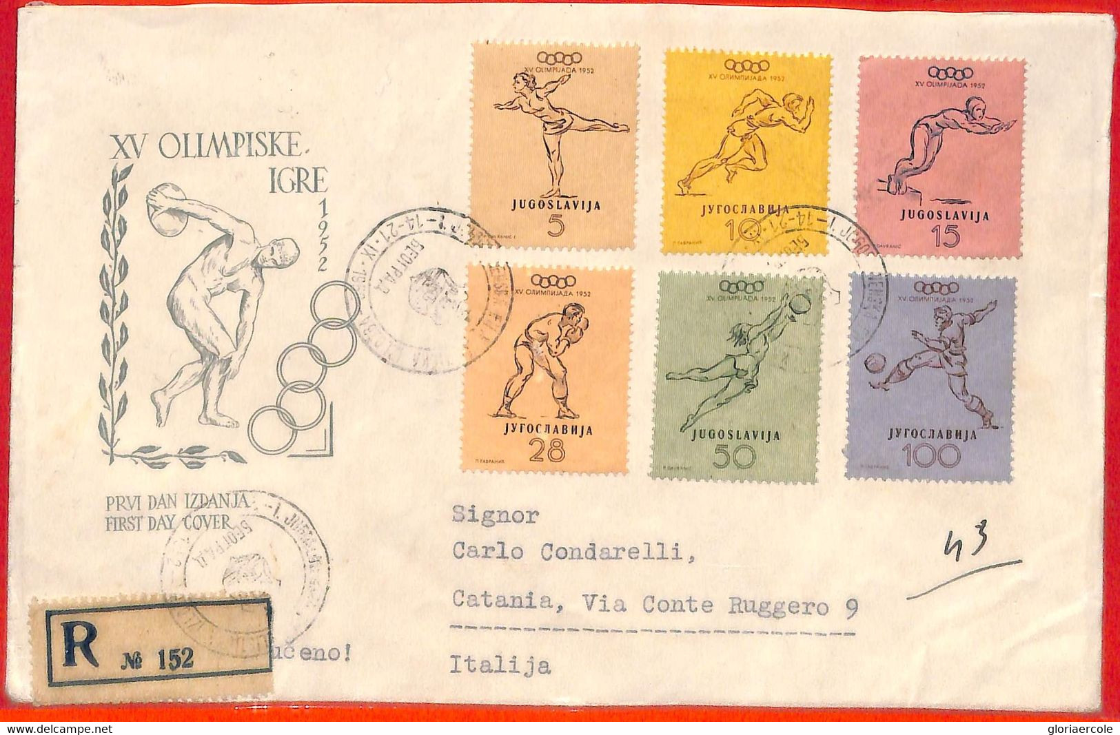 Aa2422 - YUGOSLAVIA - POSTAL HISTORY - REGISTERED COVER  1952 Olympic Games ! - Sommer 1952: Helsinki