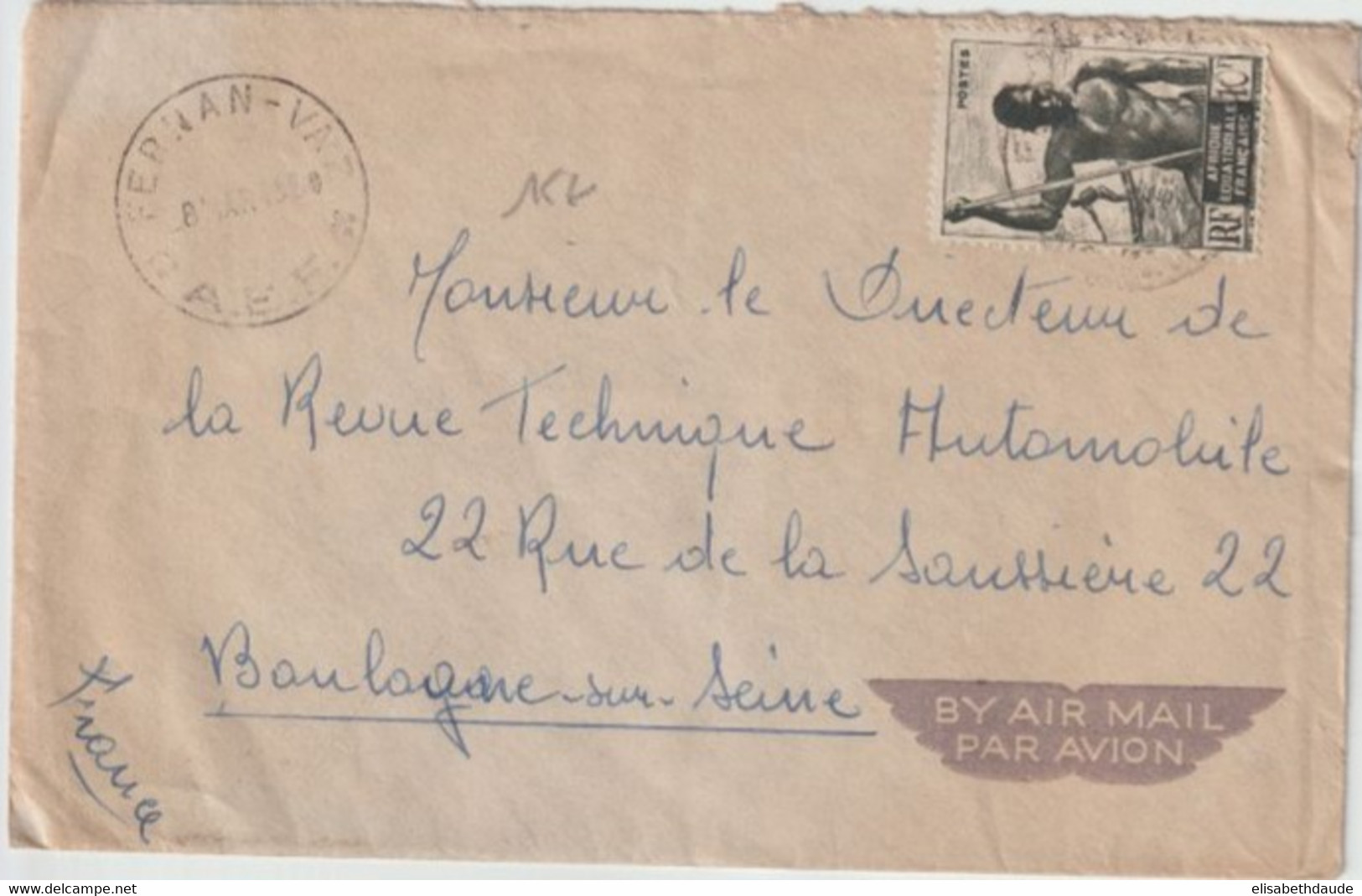 AEF / GABON - 1950 - ENVELOPPE De FERNAN-VAZ ! => BOULOGNE - Covers & Documents