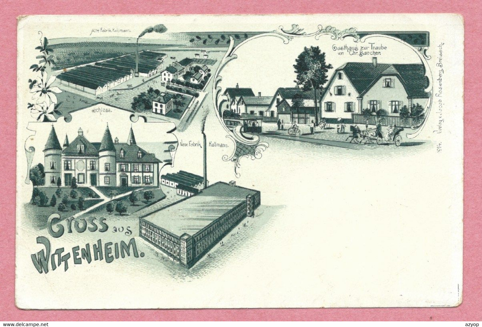 68 - GRUSS Aus WITTENHEIM - Litho Sépia Multivues - Gasthaus Zur Traube - Fabrik KULLMANN - Wittenheim