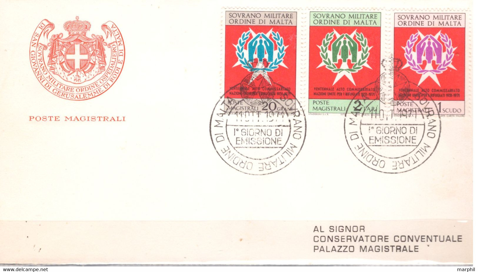 Italia S.M.O.M. 1971 Commissariato ONU Per I Rifugiati UnN°71/73 FDC (o) Vedere Scansione - Lotti E Collezioni