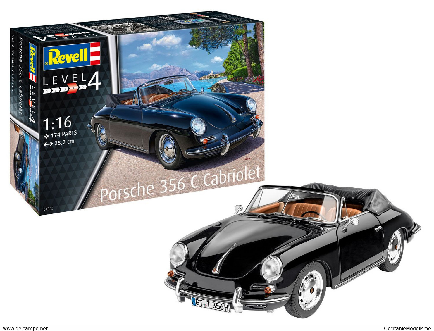 Revell - PORSCHE 356 C Cabriolet Maquette Kit Plastique Réf. 07043 Neuf NBO 1/16 - Auto's