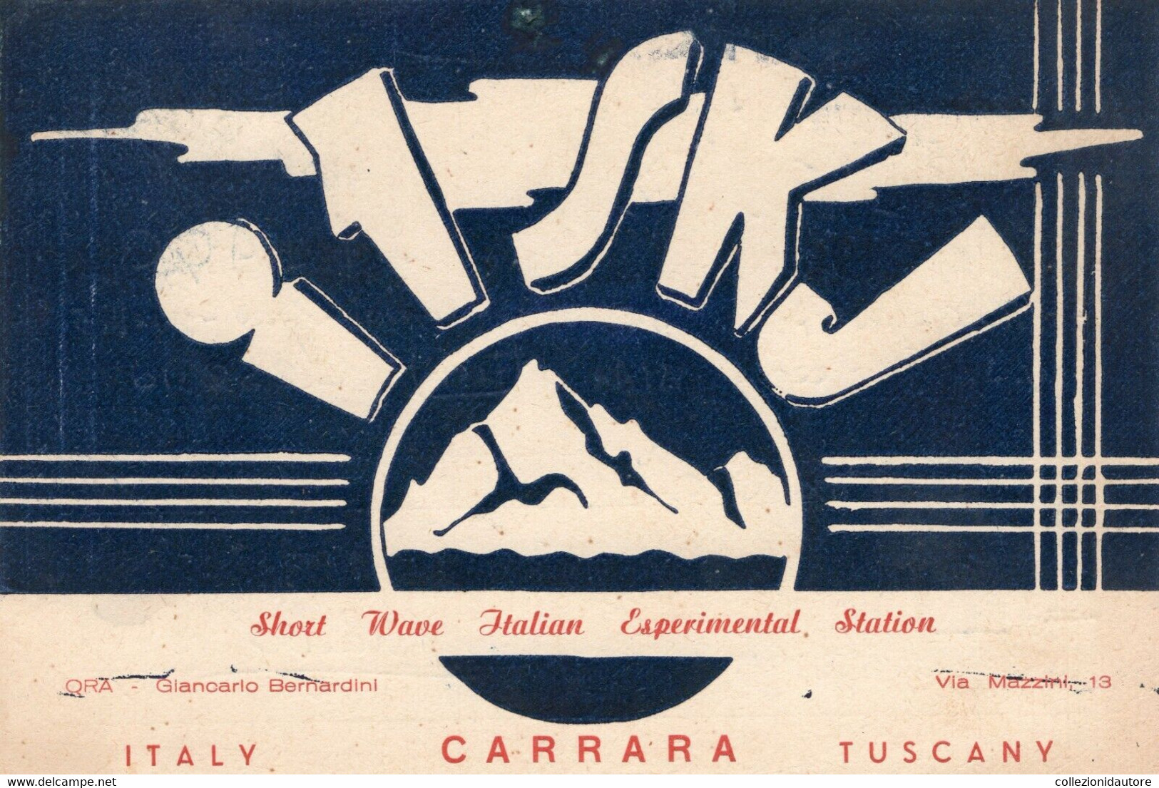 CB - CARRARA - TUSCANY - I 1 S K J - ITALY - CARTOLINA QSL FG SPEDITA NEL 1952 CARRARA-CESENA - CB